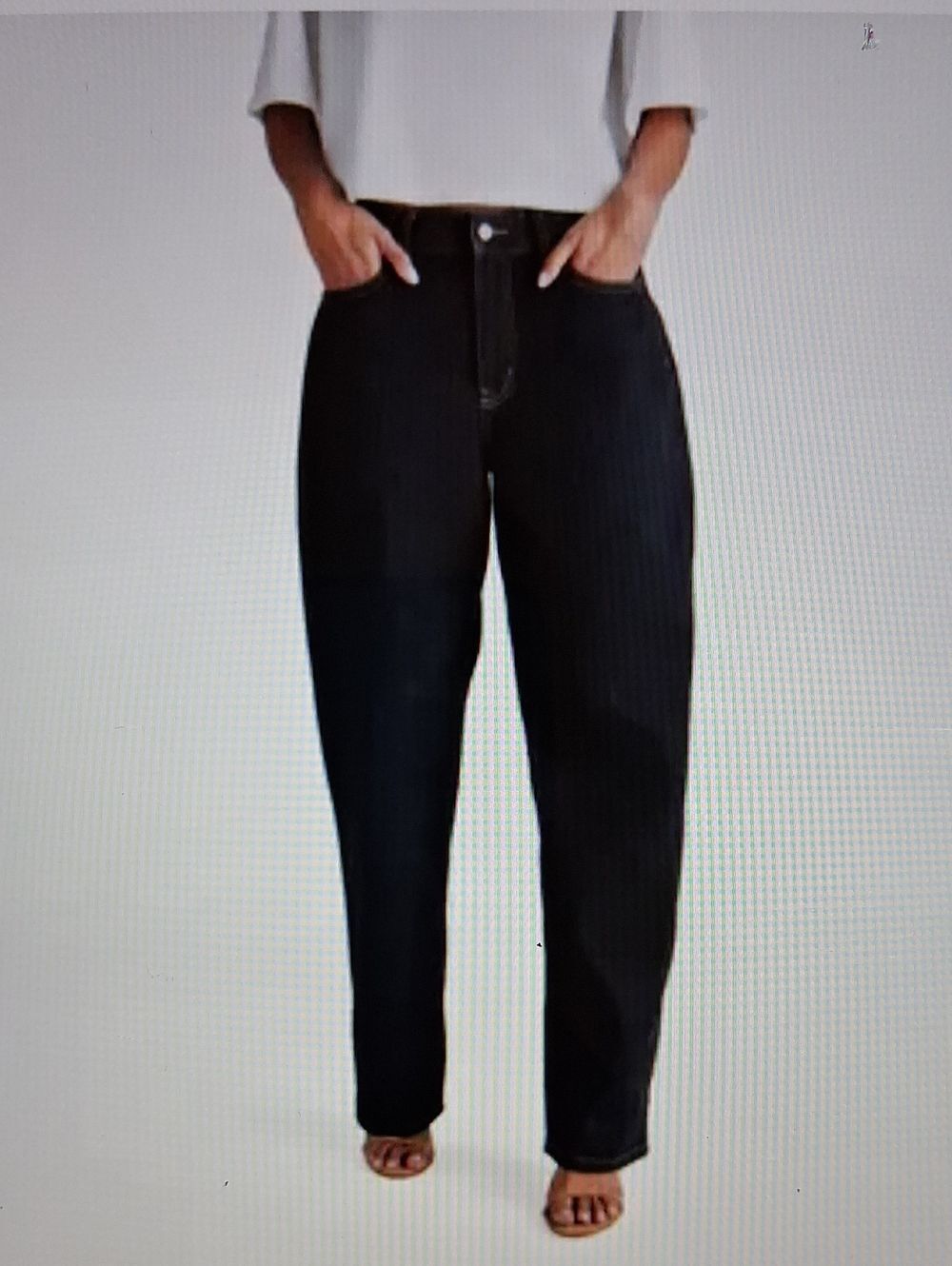 KBB BY KAHLANA MId-Rise, Barrel Leg, Dark Indigo Jeans Womens NWT